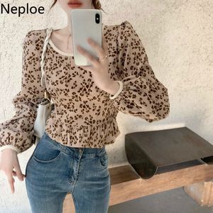 Neploe Vintage Floral Women Blouses New Arrival O-neck Ruffles Shirt Tops Korean Short Blouse Blusas Mujer De Moda 4G156 210422