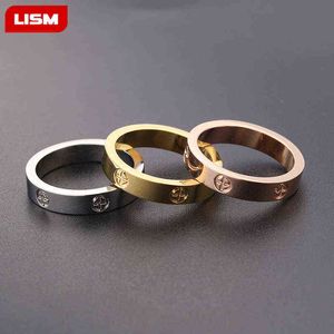 Fashion Cross Head Screw Zircon Ring Simple Stainless Steel with Stone for Woman Girl Men Couple Wedding