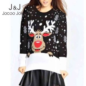 Jocoo Jolee Winter Christmas Sweater for Women Warm Thick Pullover Casual Deer Snow Knitted Year Sweater Lady Jumpers 210518