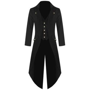 Mäns Coat Jacket Steampunk Men Punk Retro Tuxedo Man Tailcoat Passar Windbreaker Long Blazer Plus Storlek 5XL Mens Trench 211011