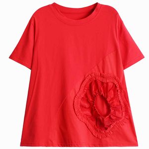 VANOVICH Colletto Rotondo Donna T-shirt Irregolare a maniche corte T-shirt da donna Estate Cotone Casual Top Donna 210615