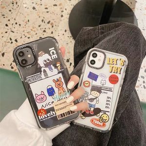 Capas de telefone bonito dos desenhos animados adesivos para iphone 11 12 mini pro max xr 8 7