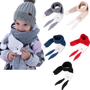 Adorável crianças cachecol cute coelho design crianças meninos meninas de malha lenço longo orelhas infantil criança crianças lenços inverno outono