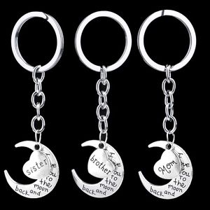 Fashion the Family Member Moon Letters Dad Mom Sister Brother Keychain Key Ring for Gift