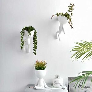 Cutelife Branco Caráter Cerâmico Retrato Potenciômetro Flor Nordic Pendurar Mesa Vaso Cabeça Decoração Home Planta Jardim Pot 210615