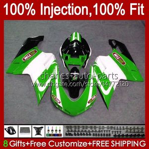 Bodywork Injection For DUCATI 848 1098 1198 S R 1198R 07 08 09 10 11 12 Body 18No.90 848S 848R 1098R 07-12 1098S 1198S 2007 2008 2009 2010 2011 2012 Green white OEM Fairing