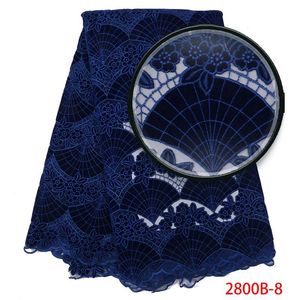 Band högkvalitativ afrikansk sammet spets tyg senast stil Royal Blue Tulle Nigerian Laces Fabrics KS2800B-8