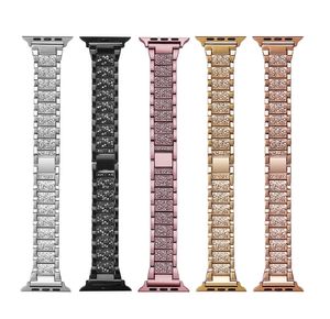 Stainless Steel Diamond Bracelet Straps For Apple Watch band 44mm 42mm 40mm 38mm Replacement Loop Metal Watchband iwatch 6 5 4 3