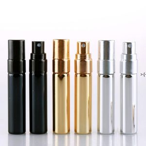 5 ml UV Altın Gümüş Siyah Parfüm Atomizer Boş Seyahat Şişe Parfum Kadınlar Cep Sprey Doldurulabilir Cam Şişeler RRF11256