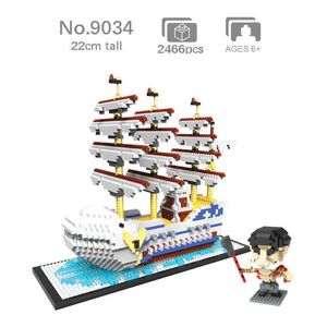 Um pedaço de barba branca Mobydick mini bloco de construção 3d diy micro diamante tijolo onepiece piratas navio navio brinquedo q0723