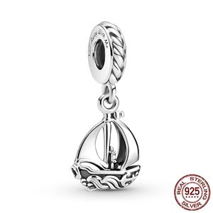 Memnon Jóias 925 Sterling Silver Sail Barco Dangle Charme Pingentes Encantos Beads Fit Braceletes Originais Jóias DIY Fazendo 799439C00