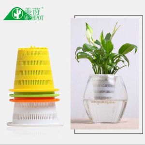 Meshpot 5PCS Colorful Plastic Hydroponics Basket Net Cup Mesh Pot Home Decoration &Customization Inner Dia. 8cm 210712