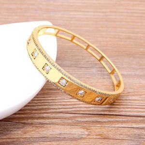 Moda Jóias Bangle Braceletes Cobre Zircão Cristal Strass Micro Pave Bangle para Mulheres Acessórios de Luxo Presente Q0717