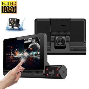 Carro DVR DVR 4 Polegada Touch Screen Carro DVR Driving Video Recorder 3 Lens Dash Cam completo HD 1080P 170 graus DashCam com câmera retrovisor