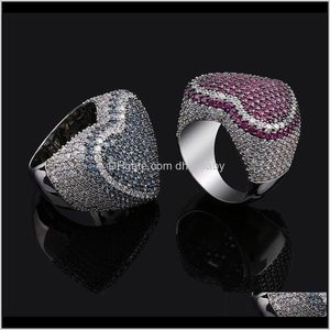 Z bocznymi kamieniami Drop Dorozumienia 2021 Luksusowe Designer Męskie Pierścionki Hip Hop Biżuteria Iced Out Diamond Ring Love Heart Wedding Engagement Kobiety Char