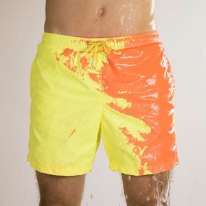 New Cool Men Summer Pantaloncini da spiaggia che cambiano colore Sport Quick Dry Splash Ink Pants Outdoor Running Surf Pantaloncini da surf casual X0316