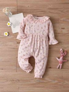 Baby Ditsy Floral Ruffle Trim Flounce Sleeve Jumpsuit SHE