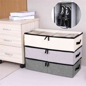 Estilo caixa de armazenamento dobrável para sapatos guarda-roupa organizador organizador sock sutiã saco de algodão sob cama 210922