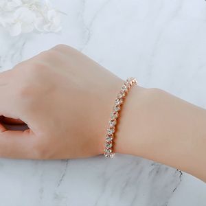 Crystal Rose Gold Bracelet Party Favor Women's Natural Zircon Armband Full av Diamonds European And American Roman Smycken