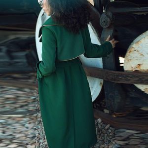 Fashion-Women's Trench Coats Super Dobrej Jakości Kobiety Bardzo Długi Podwójny Bierded Pastered Waist Brytyjski Styl Ladies Klasyczny żakiet wiatrowy