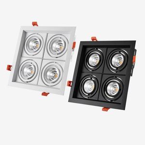 Ceiling Lights Dimmable Super Bright 4 Heads Recessed SSquare LED Downlights COB 40W Spot Decoration Lamp AC 110V