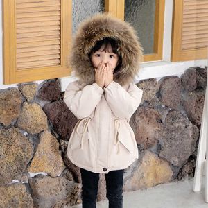 어린이 겨울 옷 소녀 패딩 재킷 키즈 아기 큰 모피 칼라 파카 재킷 패션 소녀 두꺼운 코트 TZ777 H0909