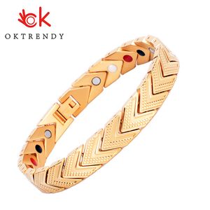 OKTRENDY Magnetic Bangle Män Kvinnor 4 i 1 Hälsovård Germanium Healing Stone Armband för artrit