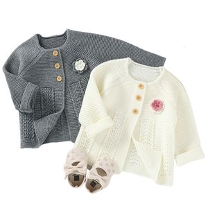 Autumn Baby Sweaters Cardigans Floral born Girls Knitted Jackets & Coats Winter Long Sleeve Toddler Infant Knitwear Top 9-24M 210417