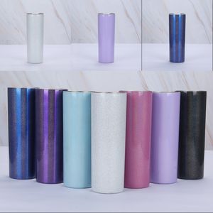 20oz Glitter Drinkware Rainbow Mugs Sublimation Straight Tumbler Coffee Mug Rostless Steel Vakuumisolerad 887 Z2