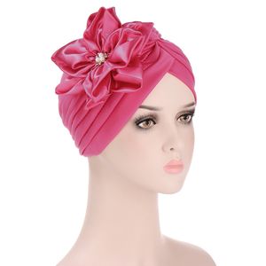 Multicolor Elegant Flower Turban Hat Forehead Cross Indian Hat Women Hair Accessories Flower Head Scarf Muslim Party Headwear