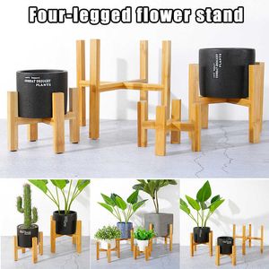 Free Standing Bonsai Holder Home Balcony Wood Flower Pot Holder with Foot Pad Smooth Surface Modern Shelf JAN88 210615
