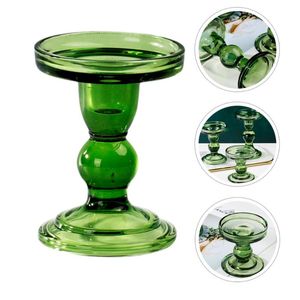 Wholesale green candle holders resale online - Candle Holders Retro Candlestick Dark Green Glass Holder Spiral Pattern Shelf
