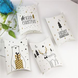 Gift Wrap 5/10pcs Merry Christmas Pillow Candy Dragee Box Wrapping Paper Packaging Boxes Wedding Mariage Chocolate Cookie Bag