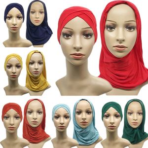 ingrosso Sciarpe Modali-2pcs Cover full cover musulmana modal hijab croce tappo interno cappotto islamico testa indossare cappello sottolineatura da incasso bone boscale sciarpe turche copricapo musulmano