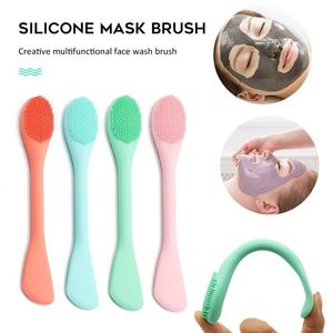 PCS Professionella dubbla huvud Soft Silicone Facial Mask Brush Nos Pore Cleaner Remover Face Exfoliating Care Makeup Borstes