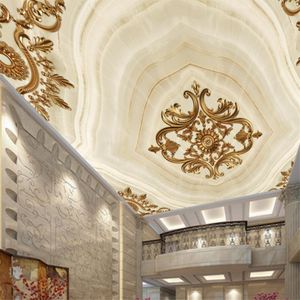 Mármore europeu estilo palácio estilo europeu teto fundo parede personalizado grande papel de parede papel de parecer