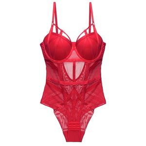 Seksowna bielizna Strappy Body Formowane Paski Pucharowe Dekoracja Underwire Zbierz Brassiere Zmysłowe dla kobiet 211218