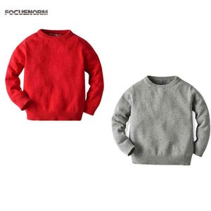 1-5Y Autumn Winter Kids Boys Girls Sweater Solid Long Sleeve Knit Pullover Slim Tops 2 Colors Y0925