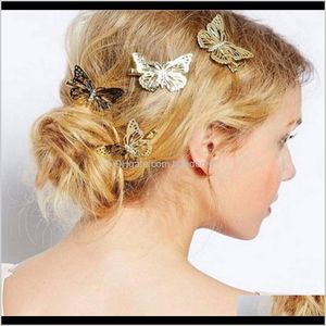 Clips & Barrettes Jewelry Drop Delivery 2021 Fashion Europe Butterfly Figure Left And Right Stand Hairpin Gold Plated For Women Girls Hair Cl