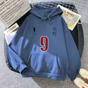 Haikyuu Imprimir Hoodies Homem Japão Anime Harajuku Solta Casual Supershirts 2021 Nova marca de manga comprida Pulôver Mens H1227