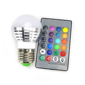 2021 E27 E14 LED 16 색 변경 RGB RGB RGBW 전구 램프 85-265V RGB LED 조명 스포트라이트 + IR 리모컨
