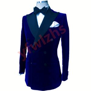 Handsome Double-Breasted Groom Tuxedos Velveteen Groomsmen Man Suit Mens Wedding/Prom/Dinner Suits Bridegroom (Jacket+Pants+Tie) B169