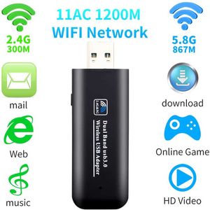 2.4g/5.8g dual-band wireless network card usb3.0 wireless 1200m dual-band Gigabit wifi receiver for Windows 10