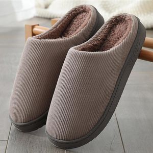 Women's Slippers Velvet Stripe Plush Suede Comfy Womens Indoor Big Size House Couple Female Shoes