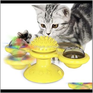 Spielzeugbedarf Hausgarten Drop Lieferung 2021 Windmühle Interaktives Haustier Hund Katze Whirling Plattenspieler Teasing Tickle Puzzle Spielzeug für Katzen Hunde Pl