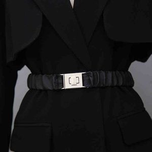 Pas elastyczny Wszechstronny Klamra Dekoracyjne Akcesoria Pas Damski Odzież Odzież Odzież Folds Metal Akcesoria Retro Elastyczny Belt G220301