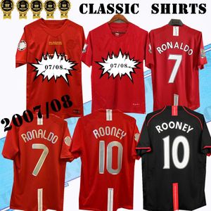 2007 2008 Ronaldo Home Camicia retrò Soccer Jerseys Rooney Vidic 07 08 Away Camicie da calcio classiche