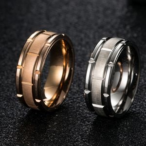 Męskie i damskie Pierścionki Pierścionki Titanium Steel Szczotkowana Kombinacja Czarny Biały Złoty Proste Modna Ślubna Para Biżuteria