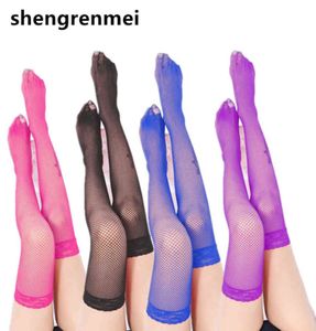 Shengrenmei 2019 Sexy Medias Mulheres Menina Meias Coxa Alta Moda Sobre The Knee Hosiery Grande Malha Pequena Dropshipping Y1119