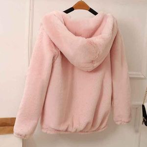 Kvinnors Fur Faux Coats Kvinnor Vinter Top Fashion Rosa Coat Elegant Tjock Varm Ytterkläder Fake Jacka Chaquetas Mujer